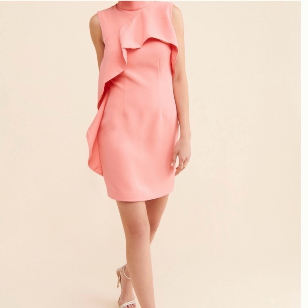 Anthropology KEEPSAKE Ruffle Shoulder Pink Dress